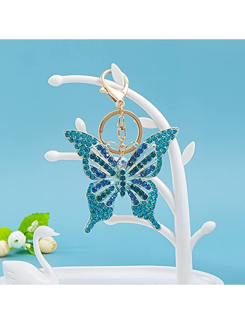 Wanlian Butterfly Bling Rhinestones Keychain for Women, Keyrings as Handbag Accessory