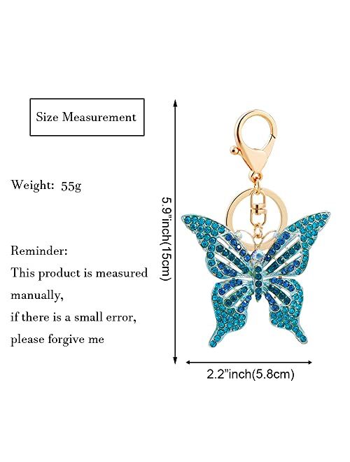 Wanlian Butterfly Bling Rhinestones Keychain for Women, Keyrings as Handbag Accessory