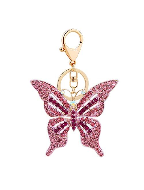 Wanlian Butterfly Bling Rhinestones Keychain for Women, Keyrings as Handbag Accessory