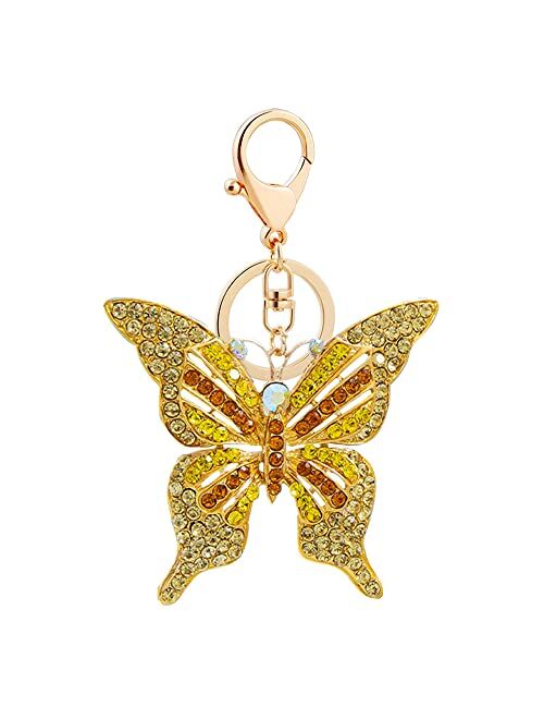 Wanlian Butterfly Bling Rhinestones Keychain for Women, Keyrings as Handbag Accessory