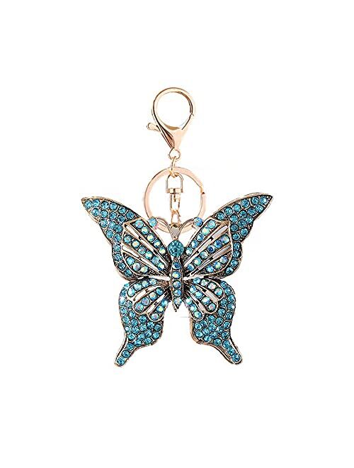 Wanlian Butterfly Rhinestone Keychain,Sparkling Alloy Charm Keyring Pendant