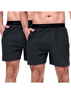 Nomolen Men's Athletic Shorts 5 Inch Inseem Gym Workout Shorts with Zipper Pockets Lightweight Quick Dry Short Shorts Men