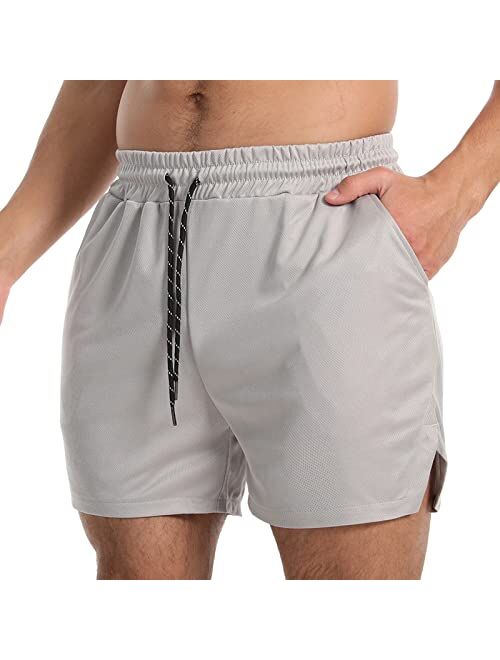 JWJ Mens Workout Running Shorts 5 inch inseam Athletic Lightweight Gym Shorts for Men with Pockets