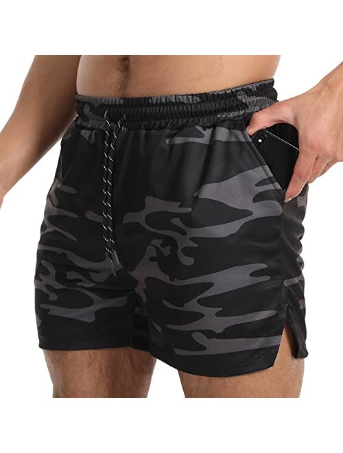 JWJ Mens Workout Running Shorts 5 inch inseam Athletic Lightweight Gym Shorts for Men with Pockets