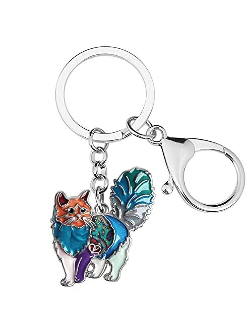 BONSNY Enamel Alloy Chain Cat Keychains For Women Girls Car Purse Handbag Novelty Charms GIfts