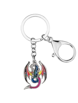 Enamel Metal Novelty Fantasy Dragon Dinosaur Key Chains For Women Gift Car Purse Rings Charms Lucky Symbol