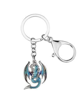 Enamel Metal Novelty Fantasy Dragon Dinosaur Key Chains For Women Gift Car Purse Rings Charms Lucky Symbol