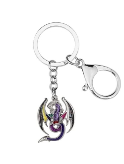 Enamel Metal Novelty Fantasy Dragon Dinosaur Key Chains For Women Gift Car Purse Rings Charms Lucky Symbol