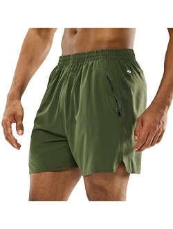 MIER Men's Workout Running Shorts Lightweight Active 5 Inches inseam Shorts with Pockets, Quick Dry, Breathable