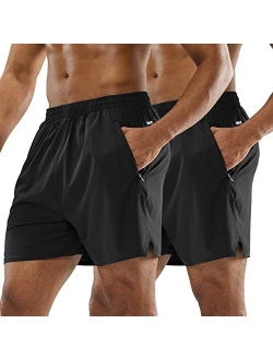 MIER Men's Workout Running Shorts Lightweight Active 5 Inches inseam Shorts with Pockets, Quick Dry, Breathable