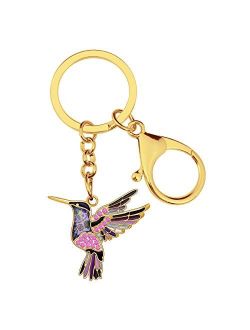 Enamel Alloy Floral Hummingbird Bird Key Chain Keychain Ring Animal Jewelry For Women Girls Bag Car Charms Gift