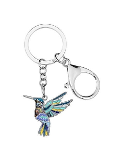 Enamel Alloy Floral Hummingbird Bird Key Chain Keychain Ring Animal Jewelry For Women Girls Bag Car Charms Gift