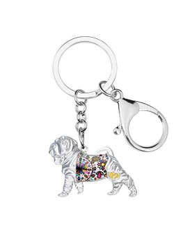 Enamel Metal Chinese SharPei Dog Keychains Key Car Purse Bags PETS Charms Gifts