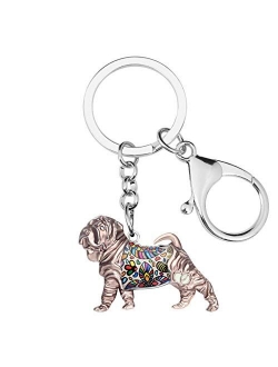 Enamel Metal Chinese SharPei Dog Keychains Key Car Purse Bags PETS Charms Gifts