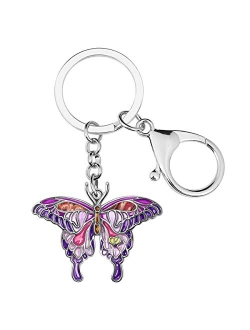 Enamel Metal Floral Butterfly Keychains For Women Car bag Rings Novelty Charms GIfts