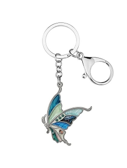 Enamel Metal Cute Butterfly Keychains For Women Car Rings Purse Novelty Charms GIfts