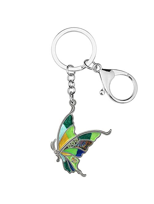 BONSNY Enamel Metal Cute Butterfly Keychains For Women Car Rings Purse Novelty Charms GIfts