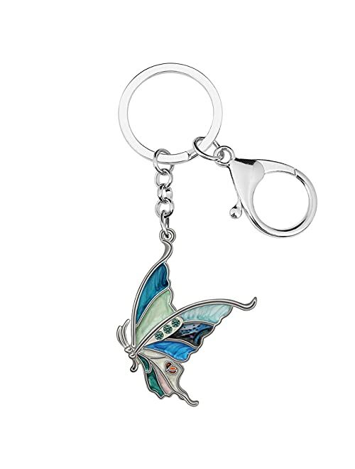 BONSNY Enamel Metal Cute Butterfly Keychains For Women Car Rings Purse Novelty Charms GIfts