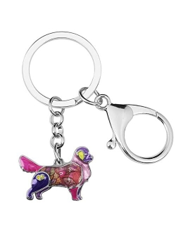 Enamel Metal Golden Retriever Dog Keychains For Women Kids Car Purse bag Rings Charms Pets Gift