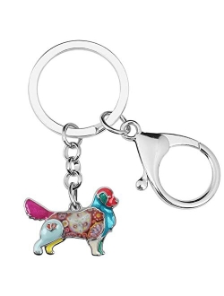 Enamel Metal Golden Retriever Dog Keychains For Women Kids Car Purse bag Rings Charms Pets Gift