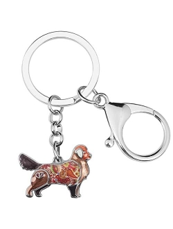 Enamel Metal Golden Retriever Dog Keychains For Women Kids Car Purse bag Rings Charms Pets Gift