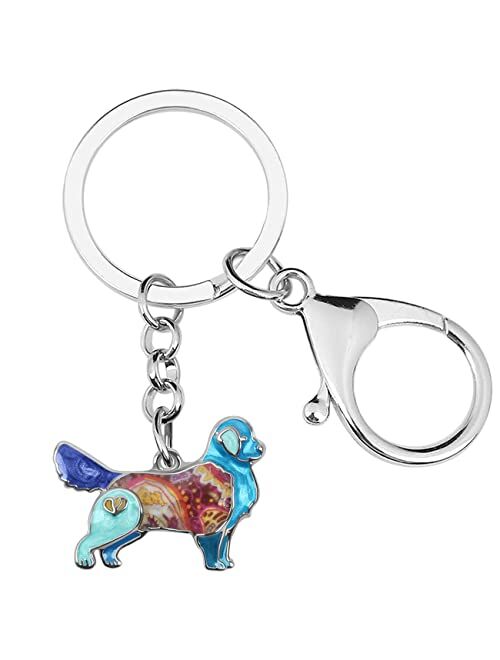 BONSNY Enamel Metal Golden Retriever Dog Keychains For Women Kids Car Purse bag Rings Charms Pets Gift