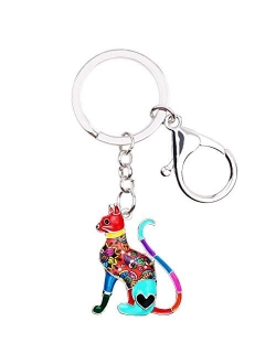 Enamel Alloy Chain Metal Cat Keychains Cute For Women Car bag Rings Novelty Charms GIfts