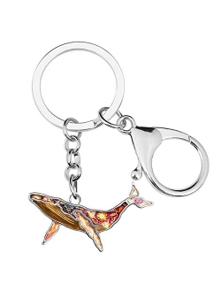 Enamel Alloy Floral Ocean Whale Keychains Key Car Purse Bags Charms Nature Fish Animals