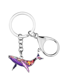 Enamel Alloy Floral Ocean Whale Keychains Key Car Purse Bags Charms Nature Fish Animals