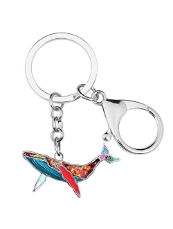 Enamel Alloy Floral Ocean Whale Keychains Key Car Purse Bags Charms Nature Fish Animals