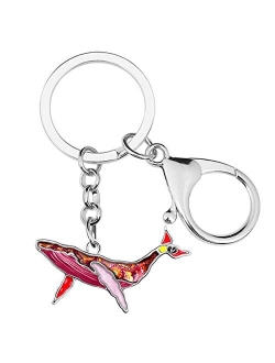 Enamel Alloy Floral Ocean Whale Keychains Key Car Purse Bags Charms Nature Fish Animals