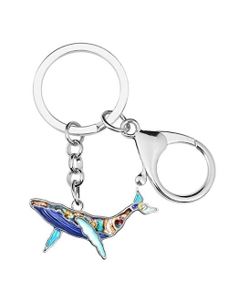 Enamel Alloy Floral Ocean Whale Keychains Key Car Purse Bags Charms Nature Fish Animals