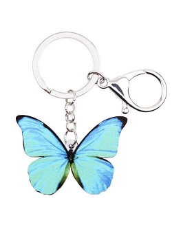 Morpho Menelaus Butterfly Key chains For Women Car Purse bag Rings Pendant Charms