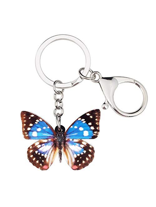 BONSNY Morpho Menelaus Butterfly Key chains For Women Car Purse bag Rings Pendant Charms