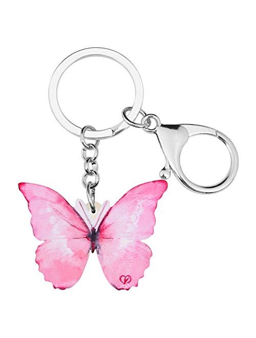 BONSNY Morpho Menelaus Butterfly Key chains For Women Car Purse bag Rings Pendant Charms