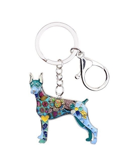 Enamel Alloy Doberman Dog Key Chains For Women Gifts Car Purse Handbag Charms Jewelry