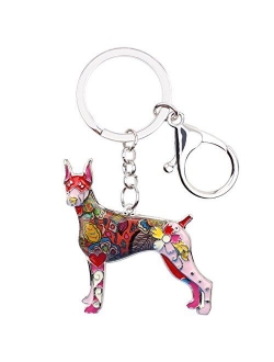 Enamel Alloy Doberman Dog Key Chains For Women Gifts Car Purse Handbag Charms Jewelry