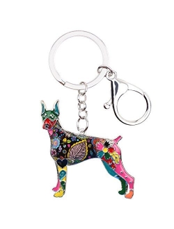 Enamel Alloy Doberman Dog Key Chains For Women Gifts Car Purse Handbag Charms Jewelry