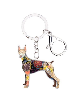 Enamel Alloy Doberman Dog Key Chains For Women Gifts Car Purse Handbag Charms Jewelry