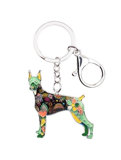 Enamel Alloy Doberman Dog Key Chains For Women Gifts Car Purse Handbag Charms Jewelry