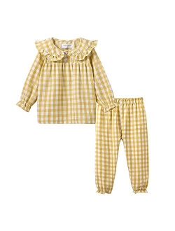 Mud Kingdom Boutique Girls Boys Pajamas Set Collared Long Sleeve Sleepwear