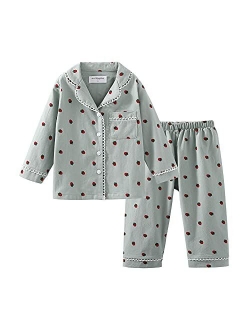 Mud Kingdom Boutique Girls Boys Pajamas Set Collared Long Sleeve Sleepwear