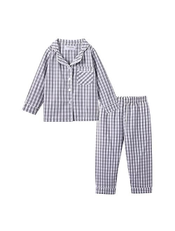 Mud Kingdom Boutique Girls Boys Pajamas Set Collared Long Sleeve Sleepwear