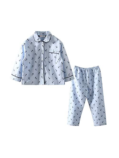 Mud Kingdom Boutique Girls Boys Pajamas Set Collared Long Sleeve Sleepwear