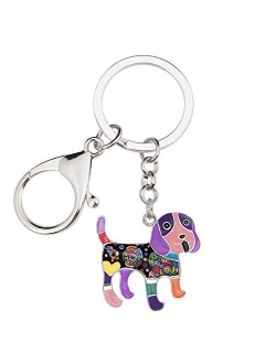 Enamel Metal Sweet Beagle Dog Keychains Key Car Purse Bags PETS Charms Gifts