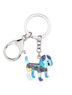 Enamel Metal Sweet Beagle Dog Keychains Key Car Purse Bags PETS Charms Gifts