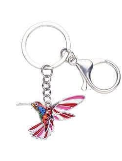 Enamel Metal Hummingbird Key chains For Women Girls Gifts Car Purse Birds Pendant Charms