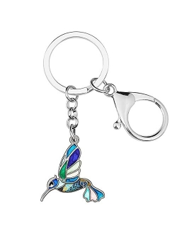 Enamel Metal Hummingbird Key chains For Women Girls Gifts Car Purse Birds Pendant Charms