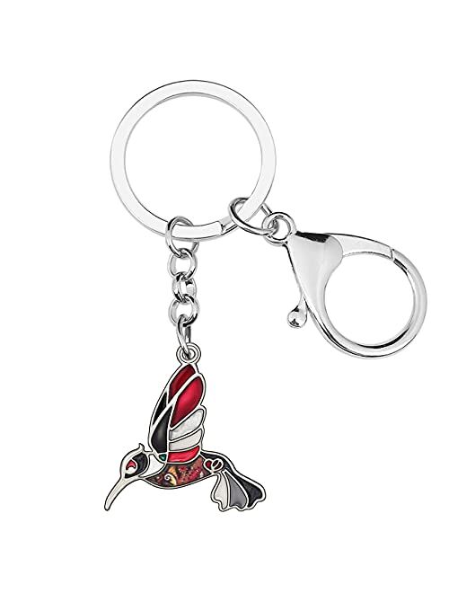 BONSNY Enamel Metal Hummingbird Key chains For Women Girls Gifts Car Purse Birds Pendant Charms