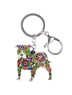 Pit Bull Dog Key Chain Keyring for Women Gifts Purse Handbag Charm Jewelry